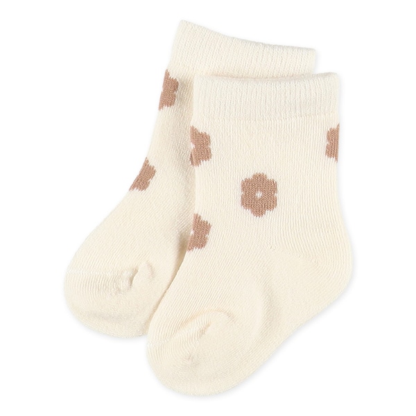 3足組新生児クルーソックス（花モチーフ）