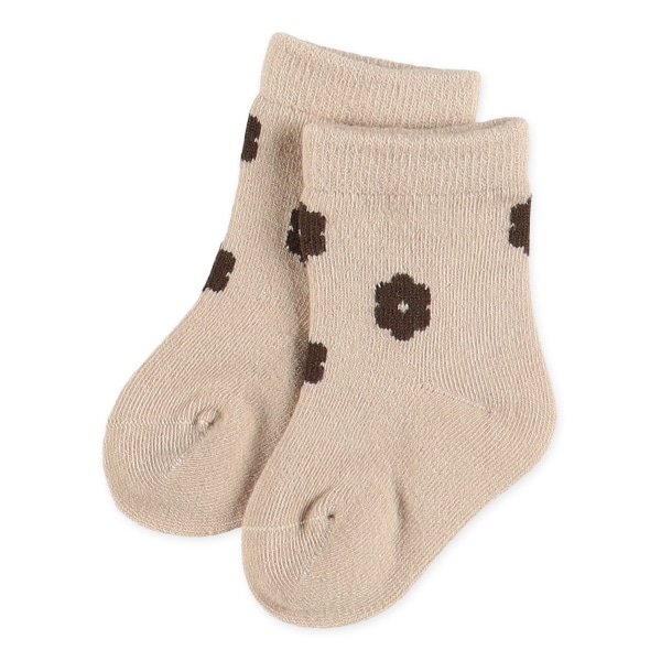 3足組新生児クルーソックス（花モチーフ）