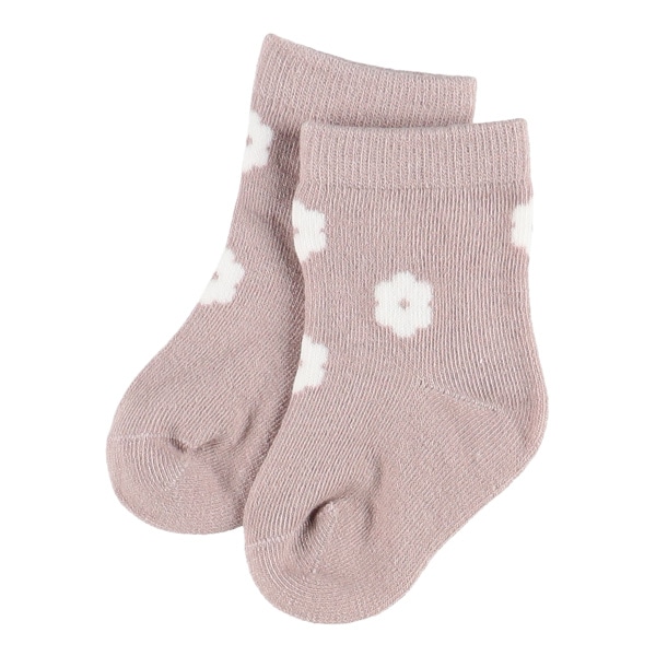 3足組新生児クルーソックス（花モチーフ）