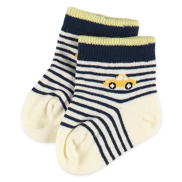 3足組新生児クルーソックス（折り返しくるま）