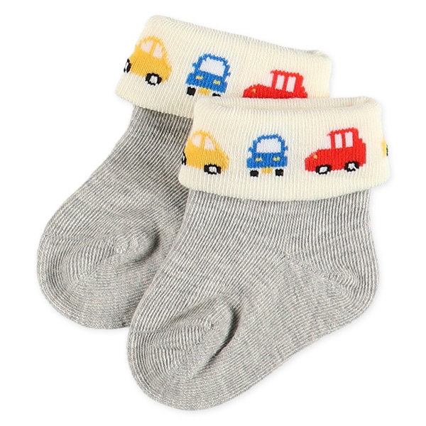 3足組新生児クルーソックス（折り返しくるま）