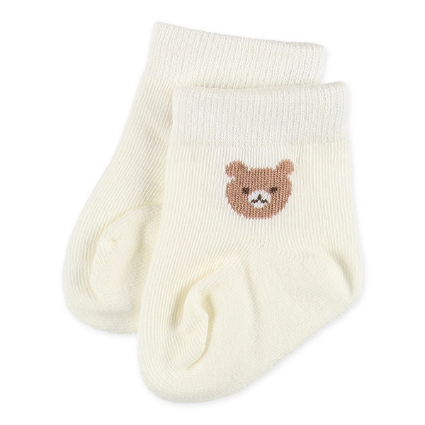 3足組新生児クルーソックス（ワンポイントアニマル）
