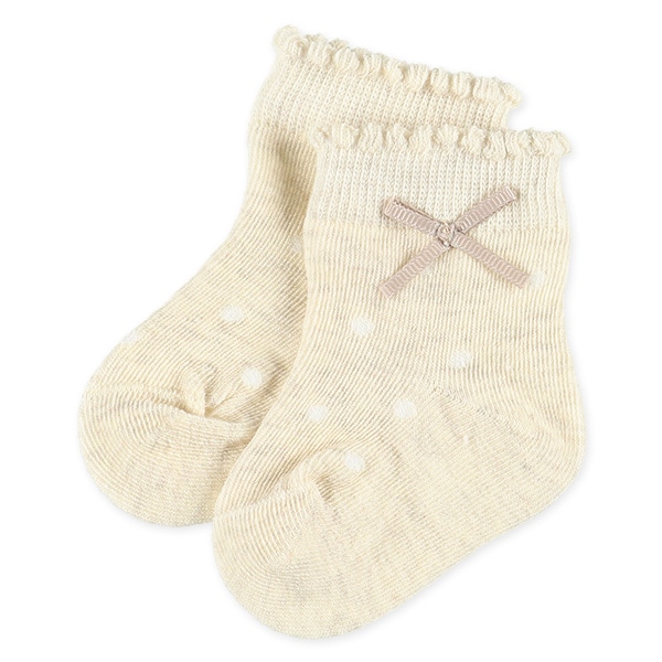 3足組新生児クルーソックス（リボンフロート）