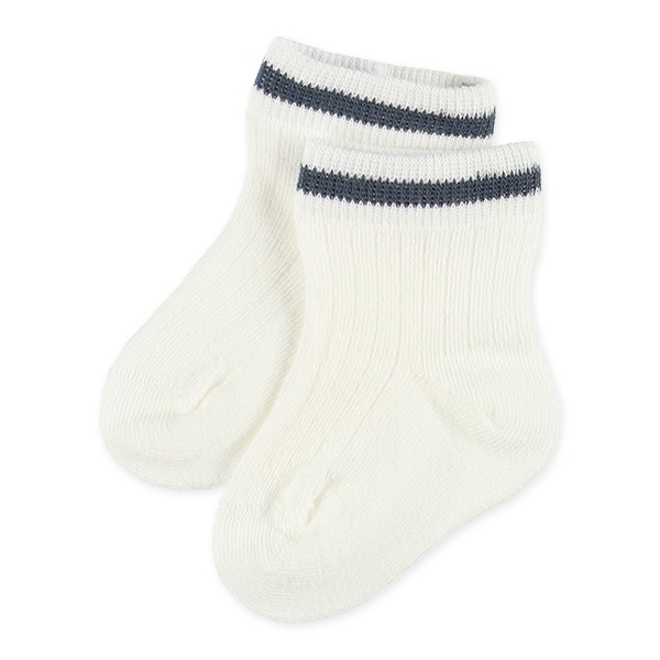 3足組新生児クルーソックス（マリン・ボーダー）