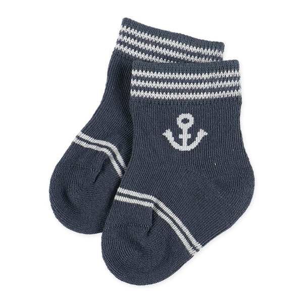 3足組新生児クルーソックス（マリン・ボーダー）