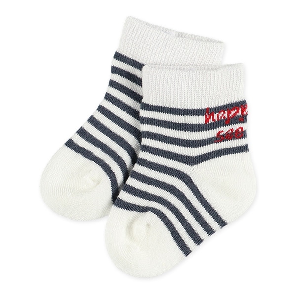 3足組新生児クルーソックス（マリン・ボーダー）
