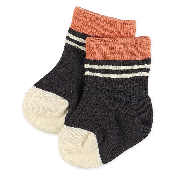 3足組新生児クルーソックス（バイカラー）