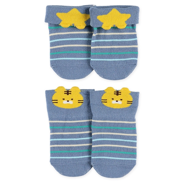 3足組新生児クルーソックス（折り返しアニマル）