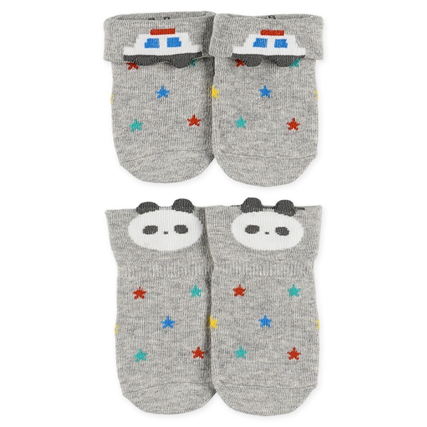 3足組新生児クルーソックス（折り返しアニマル）