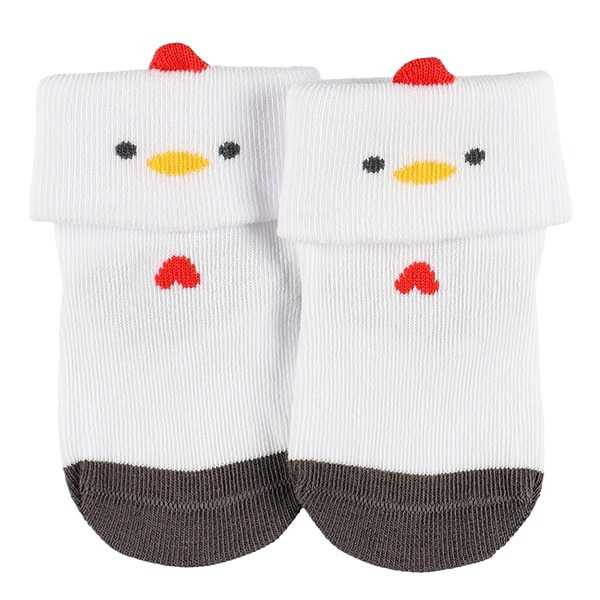 3足組新生児クルーソックス（ヒヨコ・ニワトリ・ペンギン）