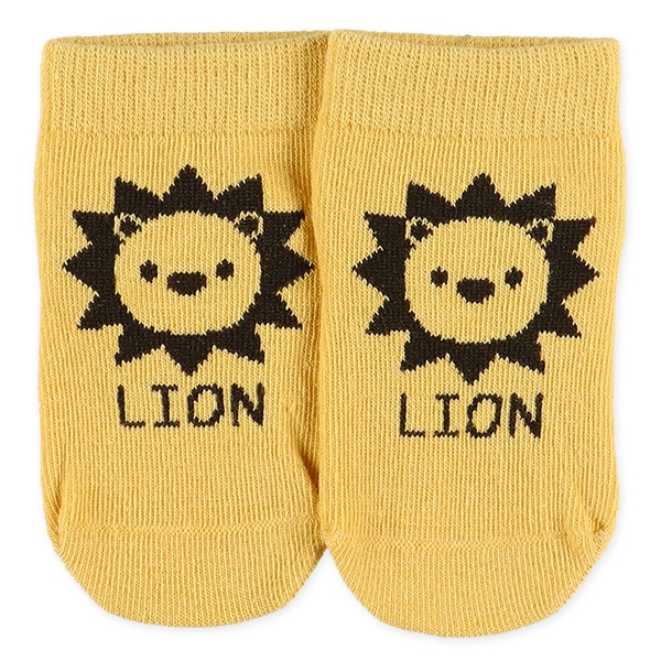 3足組新生児クルーソックス（線描きアニマル）