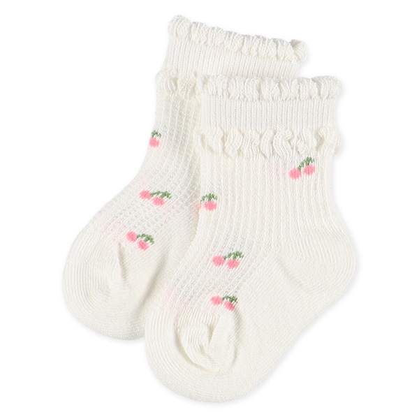 3足組新生児クルーソックス（リボン・チェリー・ハート）