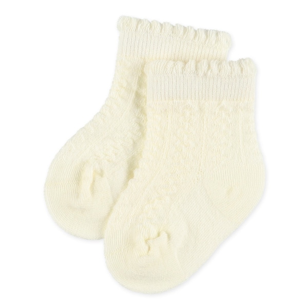 3足組新生児クルーソックス（編み柄）