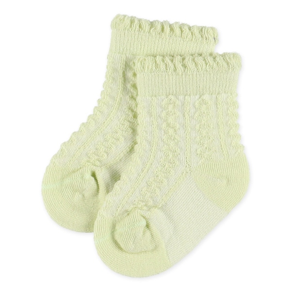 3足組新生児クルーソックス（編み柄）