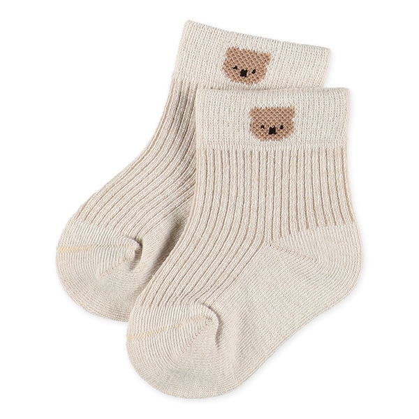 3足組新生児クルーソックス（くま）