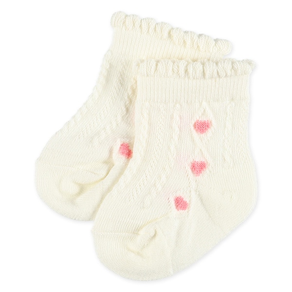 3足組新生児クルーソックス（ハート）