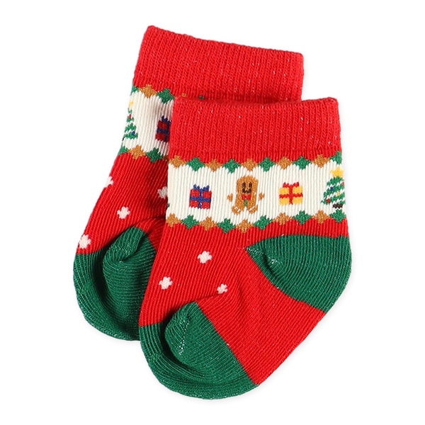 3足組新生児クルーソックス（クリスマス）