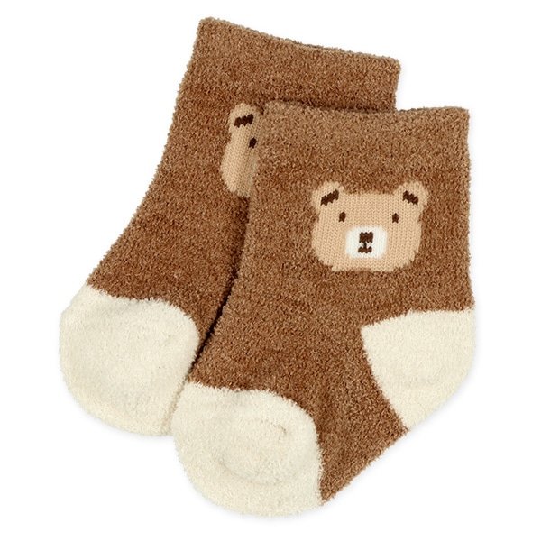 2足組新生児もこもこクルーソックス（くま）
