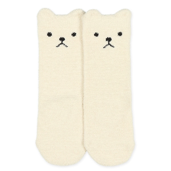 2足組新生児もこもこハイソックス（耳付きくま）