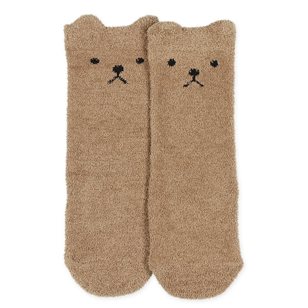 2足組新生児もこもこハイソックス（耳付きくま）