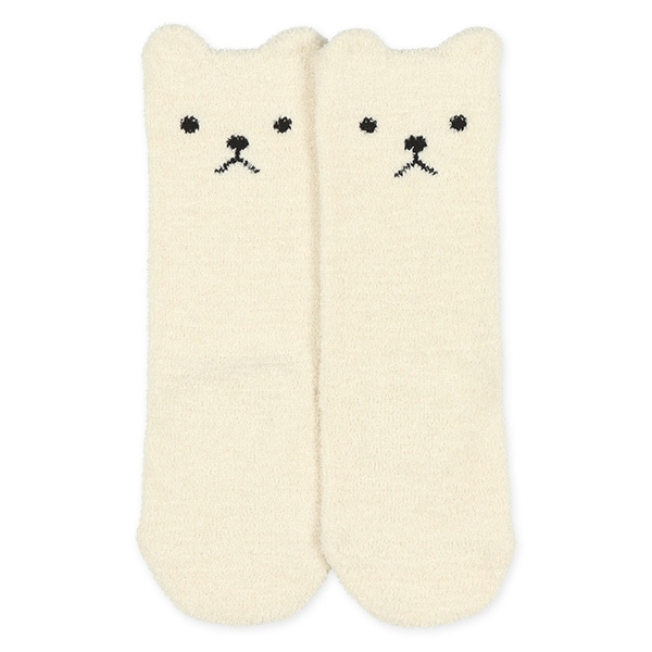 2足組新生児もこもこハイソックス（耳付きくま）