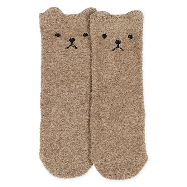 2足組新生児もこもこハイソックス（耳付きくま）