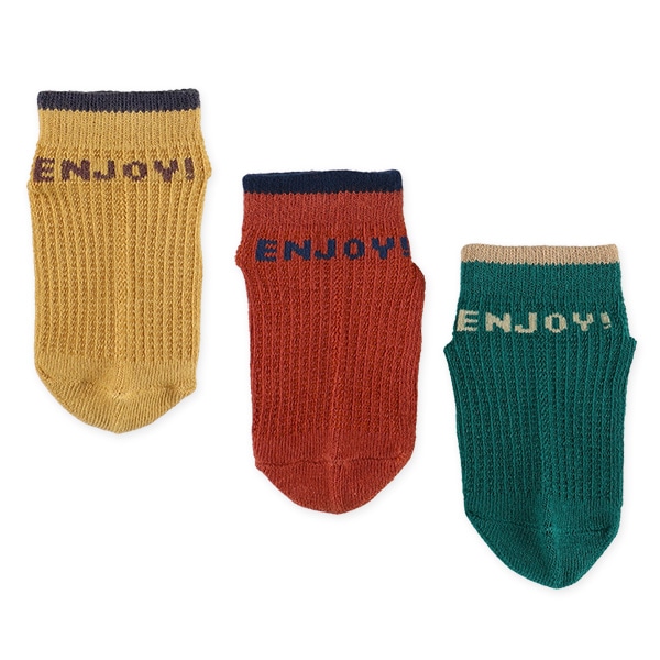 3足組ベビーローカットソックス（ロゴワッフル）