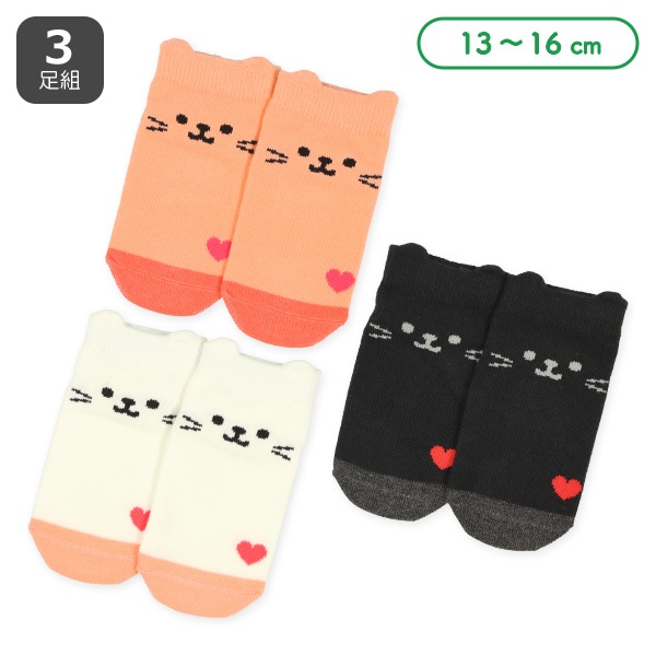 3足組ベビーローカットソックス(ピコねこ耳)