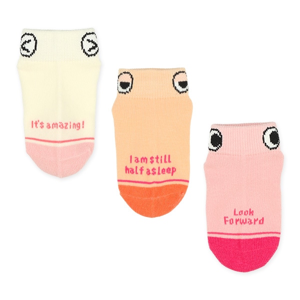 3足組ベビーローカットソックス（おめめワンポイント）