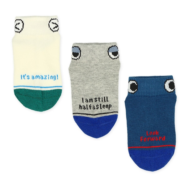 3足組ベビーローカットソックス（おめめワンポイント）