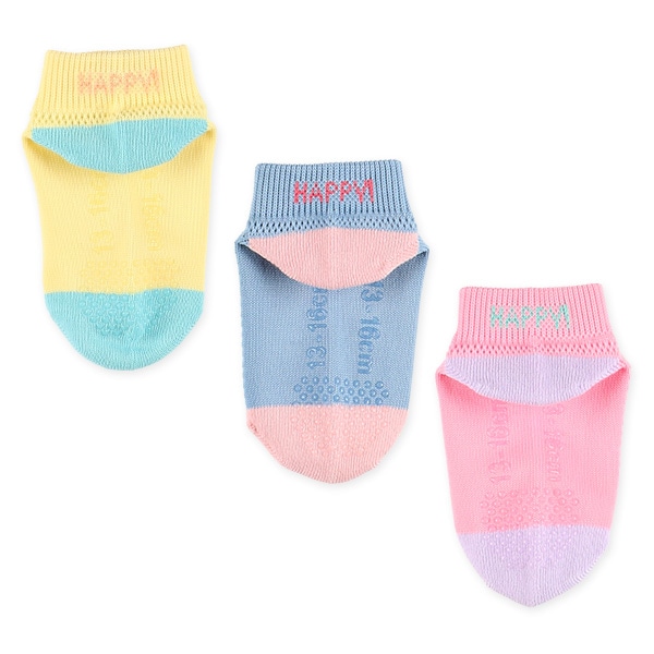 3足組ベビーローカットソックス（ビッグメッシュ・ロゴ）