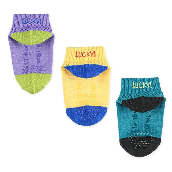 3足組ベビーローカットソックス（ビッグメッシュ・ロゴ）