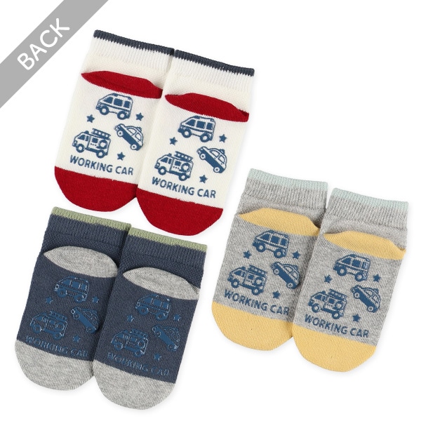 3足組べビーローカットソックス（はたらくくるま）