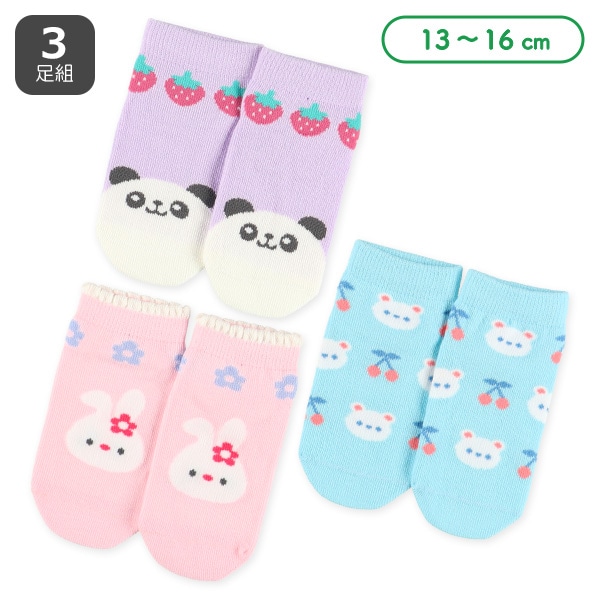 3足組ベビーローカットソックス（ゆるかわアニマル）