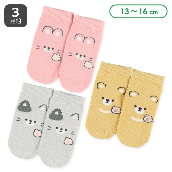3足組ベビーローカットソックス（アニマル）