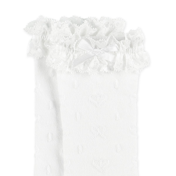 ベビーハイソックス（ホワイト・リボンレース）