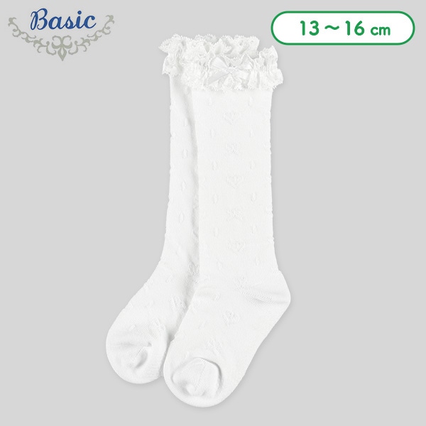 ベビーハイソックス（ホワイト・リボンレース）