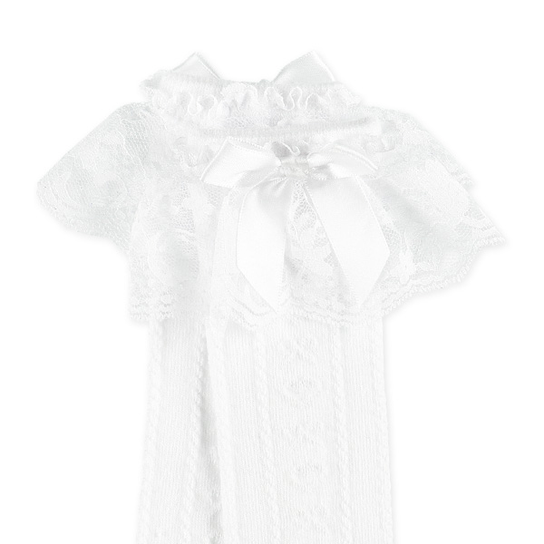 ベビーハイソックス（ホワイト・ハートリボンレース）