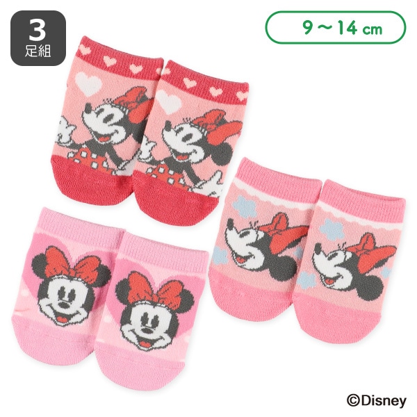 3足組ベビーローカットソックス（ミニーマウス）