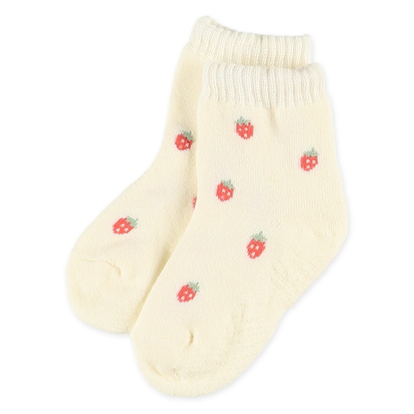 2足組あったかパイルベビークルーソックス（いちご）