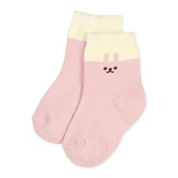 2足組あったかパイルベビークルーソックス（うさぎ）