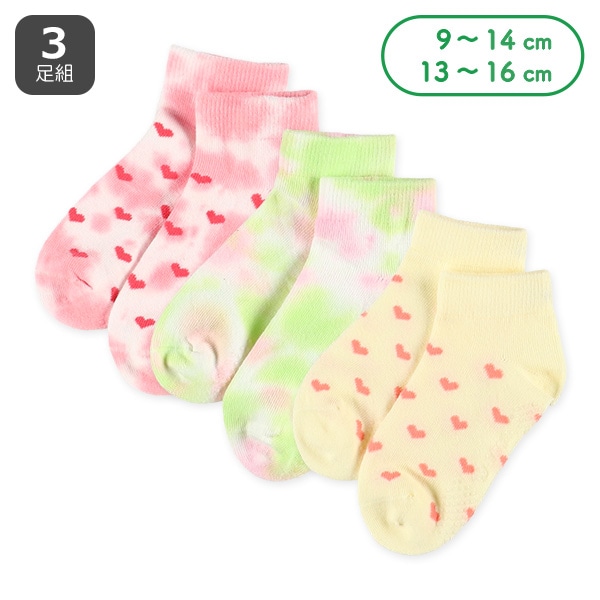 3足組ベビーローカットソックス（タイダイ染め）