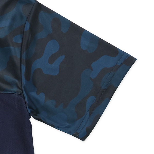 胸切り替え迷彩柄半袖Tシャツ＆ハーフパンツセット