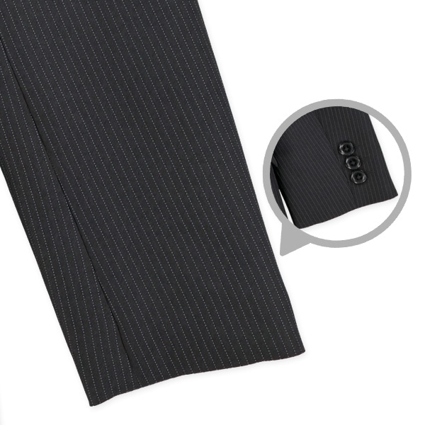 ストライプ2ボタンネクタイ・チーフ付きフォーマルスーツ