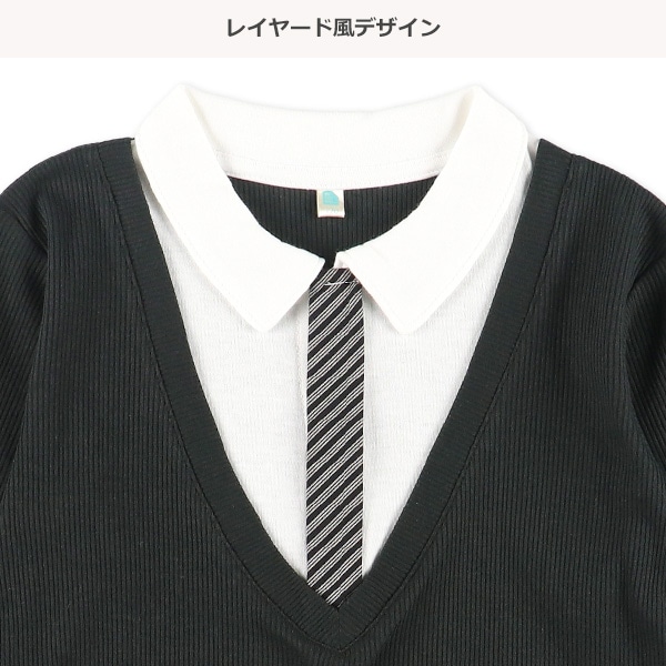 テレコVネックフォーマルトップス＆ハーフパンツセット