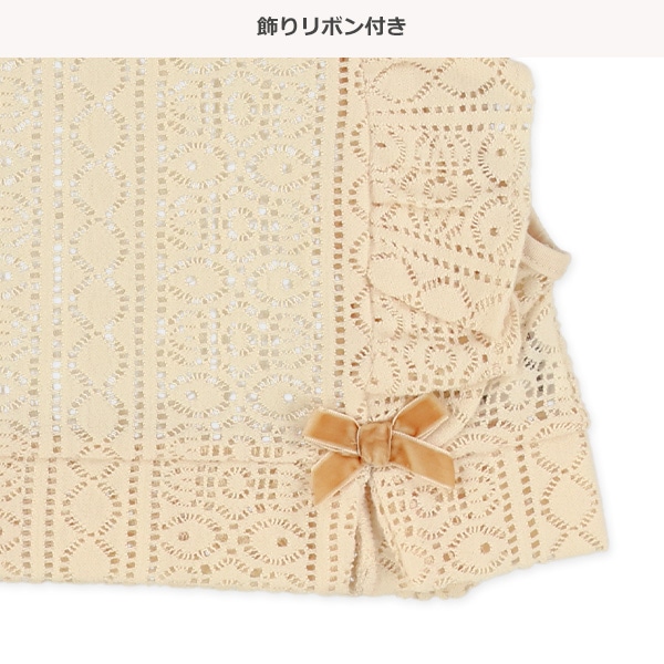 レーシーニットベスト付き長袖ワンピース