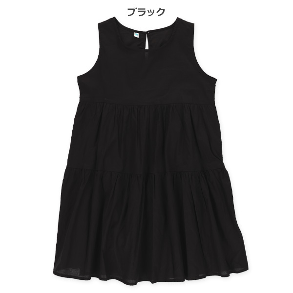 布帛ティアードノースリーブワンピース