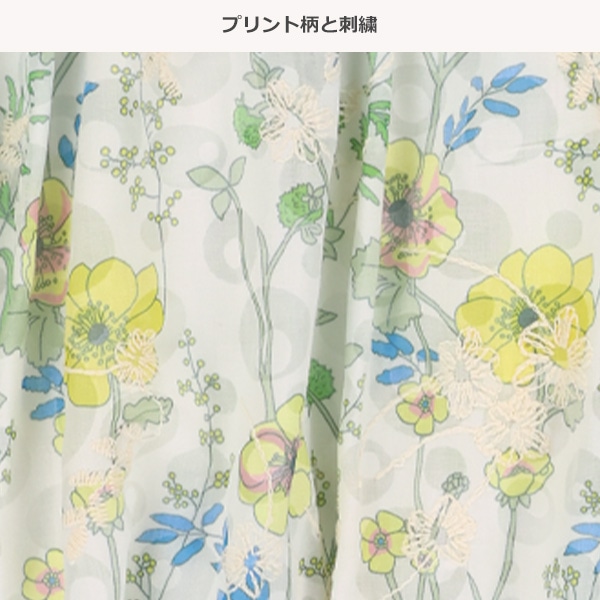 ダンガリー切り替え花柄ノースリーブワンピース