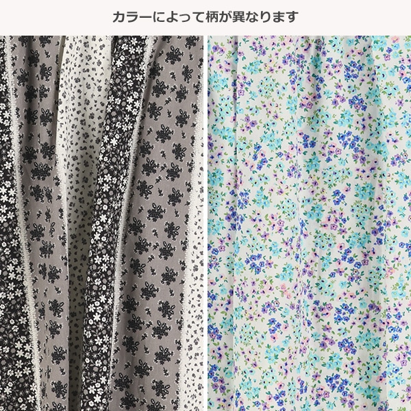 布帛切り替え小花柄ノースリーブワンピース