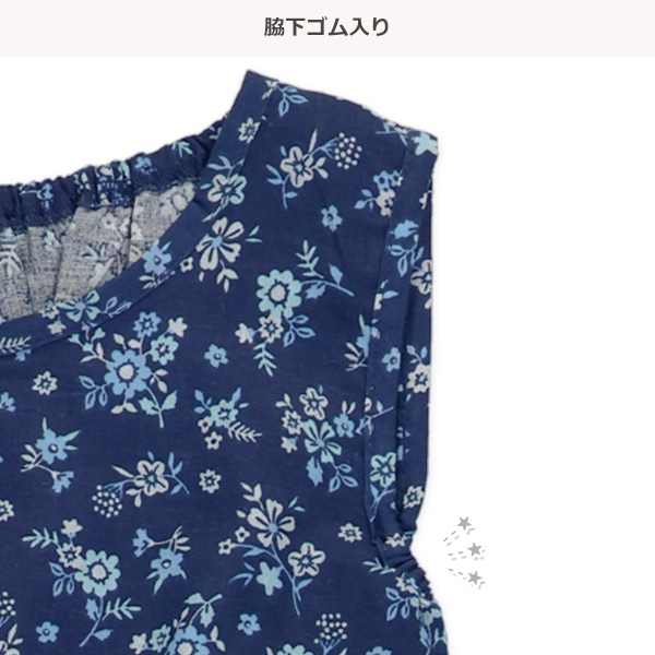花総柄ティアードノースリーブワンピース